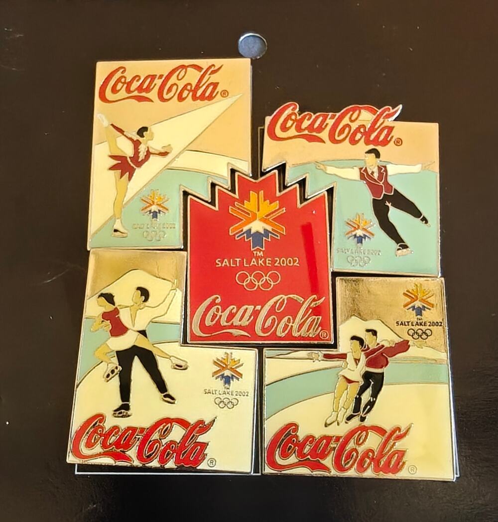 Complete Vintage 2002 Salt Lake Olympic x Coca-Cola Puzzle Pin Set